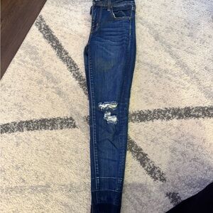 American Eagle Outfitters Dark Blue Distressed Skinny Jeans